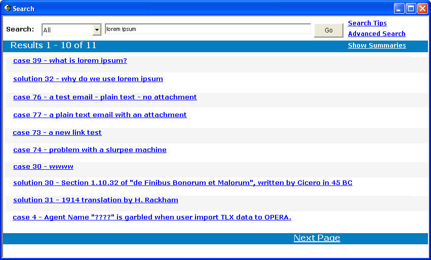 Search Form without Summaries