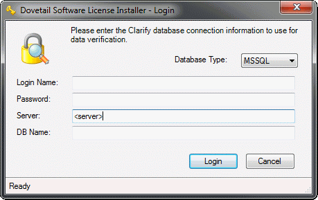 Installer Login Screen